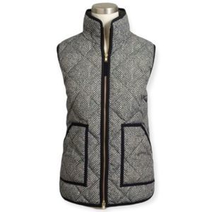 J CREW FACTORY QUILTED Excursion Puffer Vest Herringbone Black Grey XS